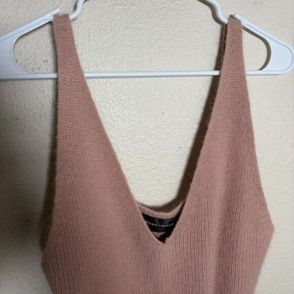 Code x Mode Tank Top Women's XS Angora Blend Sweater Fuzzy Cable Knit Beige - Picture 3 of 8